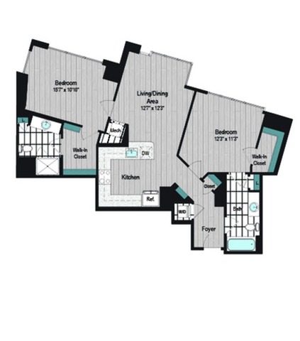 Image of M2 2B-1b Floor Plan | Meridian on First | Navy Yard Apartments | Washington DC Apartments