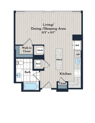 S-2b Studio Floor Plan | Meridian 2250 at Eisenhower Station | Luxury Alexandria VA Apartments