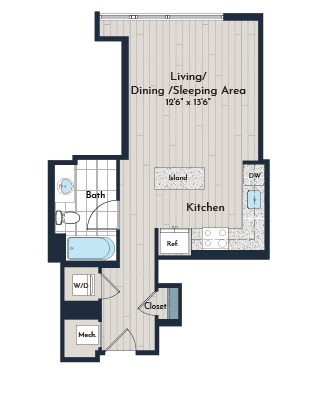 S-4 Studio Floor Plan | Meridian 2250 at Eisenhower Station | Luxury Alexandria VA Apartments