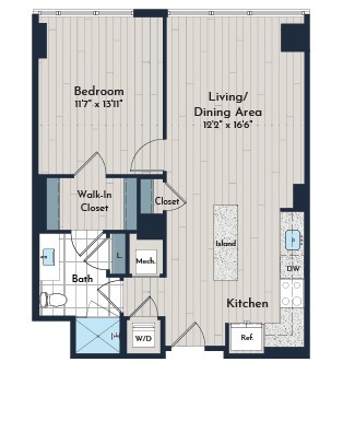 1B-6am Floor Plan | Meridian 2250 at Eisenhower Station | Luxury Alexandria VA Apartments
