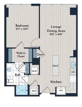 1B-6m Floor Plan | Meridian 2250 at Eisenhower Station | Luxury Alexandria VA Apartments