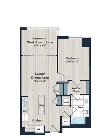 1BS-2 Floor Plan | Meridian 2250 at Eisenhower Station | Luxury Alexandria VA  Apartments