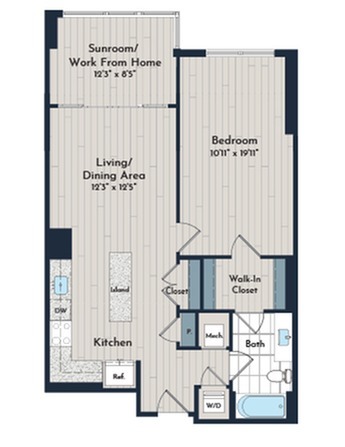 1BS-3c Floor Plan | Meridian 2250 at Eisenhower Station | Luxury Alexandria VA Apartments