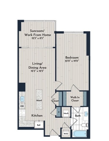 1BS-3d Floor Plan | Meridian 2250 at Eisenhower Station | Luxury Alexandria VA Apartments