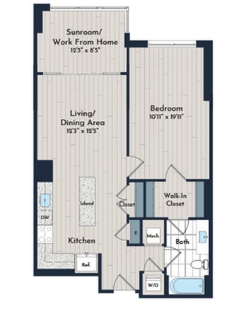 1BS-3e Floor Plan | Meridian 2250 at Eisenhower Station | Luxury Alexandria VA Apartments