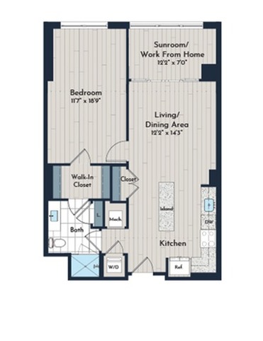 1BS-5em Floor Plan | Meridian 2250 at Eisenhower Station | Luxury Alexandria VA Apartments