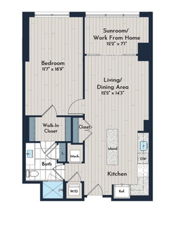 1BS-5fm Floor Plan | Meridian 2250 at Eisenhower Station | Luxury Alexandria VA Apartments