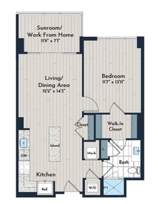 1BS-5g Floor Plan | Meridian 2250 at Eisenhower Station | Luxury Alexandria VA Apartments
