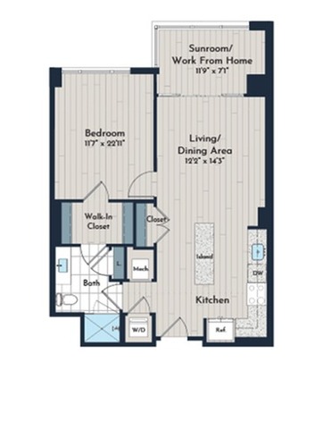1BS-5g1m Floor Plan | Meridian 2250 at Eisenhower Station | Luxury Alexandria VA Apartments