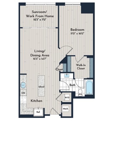 1BS-6 Floor Plan | Meridian 2250 at Eisenhower Station | Luxury Alexandria VA Apartments