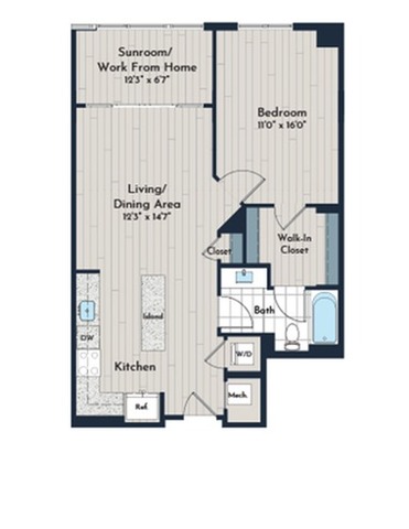 1BS-6a Floor Plan | Meridian 2250 at Eisenhower Station | Luxury Alexandria VA Apartments
