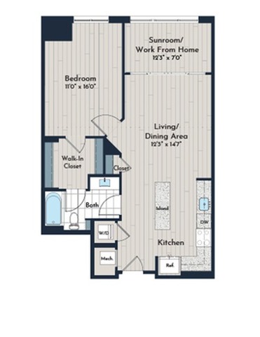 1BS-6m Floor Plan | Meridian 2250 at Eisenhower Station | Luxury Alexandria VA Apartments