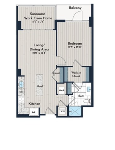 1BS-5 Floor Plan | Meridian 2250 at Eisenhower Station | Luxury Alexandria VA Apartments