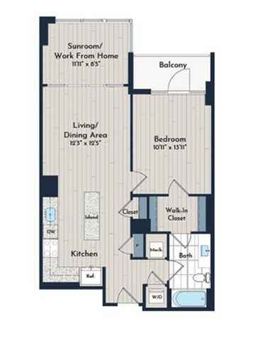 1BS-3 Floor Plan | Meridian 2250 at Eisenhower Station | Luxury Alexandria VA Apartments