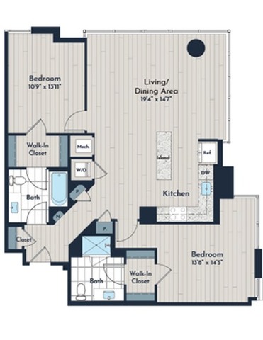 2B-1 Floor Plan | Meridian 2250 at Eisenhower Station | Luxury Alexandra VA Apartments