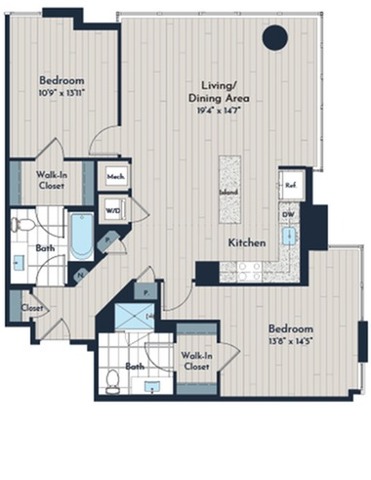 2B-1b Floor Plan | Meridian 2250 at Eisenhower Station | Luxury Alexandria VA Apartments