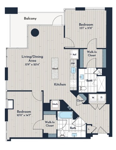 2B-2a1 Floor Plan | Meridian 2250 at Eisenhower Station | Luxury Alexandria VA Apartments