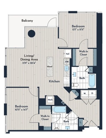 2B-2a2 Floor Plan | Meridian 2250 at Eisenhower Station | Luxury Alexandria VA Apartments