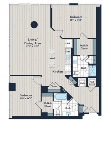 2B-2b Floor Plan | Meridian 2250 at Eisenhower Station | Luxury Alexandria VA Apartments