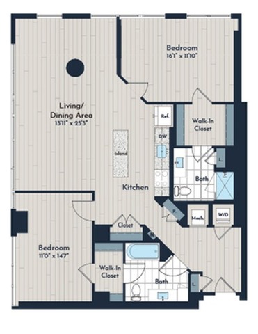 2B-2b1 Floor Plan | Meridian 2250 at Eisenhower Station | Luxury Alexandria VA Apartments
