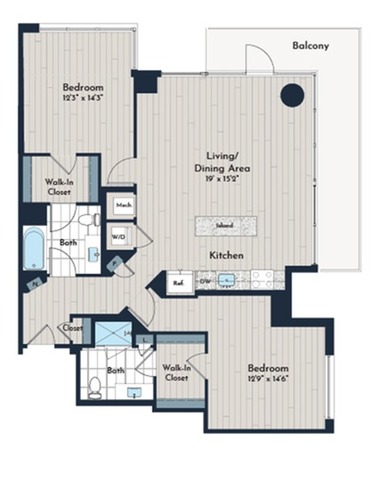 2B-3 Floor Plan | Meridian 2250 at Eisenhower Station | Luxury Alexandria VA Apartments