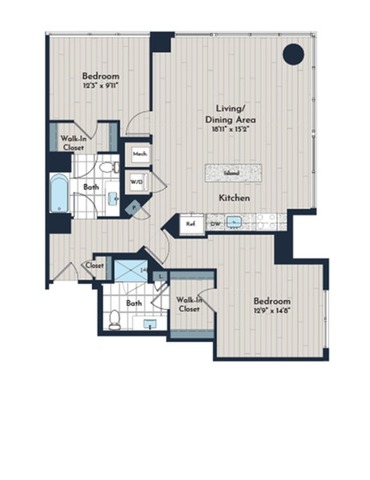 2B-3b Floor Plan | Meridian 2250 at Eisenhower Station | Luxury Alexandria VA Apartments
