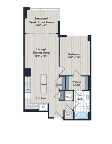 1BS-3g Floor Plan | Meridian 2250 at Eisenhower Station | Luxury Alexandria VA Apartments