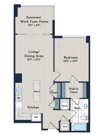 1BS-3g1 Floor Plan | Meridian 2250 at Eisenhower Station | Luxury Alexandria VA Apartments