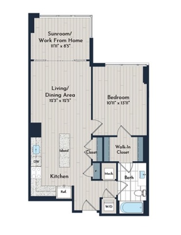 1BS-3h Floor Plan | Meridian 2250 at Eisenhower Station | Luxury Alexandria VA Apartments