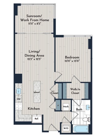 1BS-3h1 Floor Plan | Meridian 2250 at Eisenhower Station | Luxury Alexandria VA Apartments