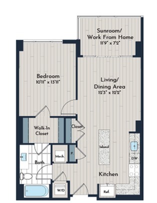1BS-4 Floor Plan | Meridian 2250 at Eisenhower Station | Luxury Alexandria VA Apartments
