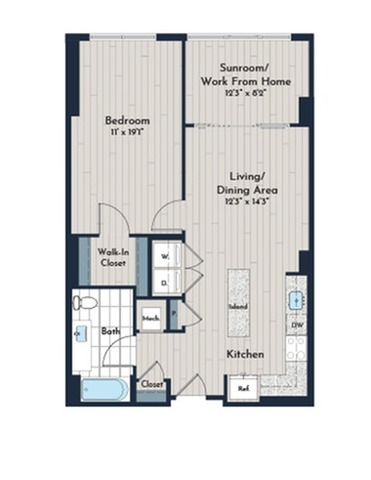 1BS-4d ANSI A Floor Plan | Meridian 2250 at Eisenhower Station | Luxury Alexandria VA Apartments