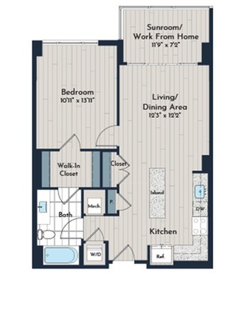 1BS-4g Floor Plan | Meridian 2250 at Eisenhower Station | Luxury Alexandria VA Apartments