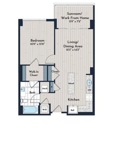 1BS-4g1 Floor Plan | Meridian 2250 at Eisenhower Station | Luxury Alexandria VA Apartments