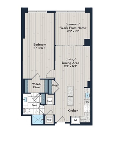1BS-5am Floor Plan | Meridian 2250 at Eisenhower Station | Luxury Alexandria VA Apartments