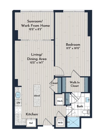 1BS-5c Floor Plan | Meridian 2250 at Eisenhower Station | Luxury Alexandria VA Apartments