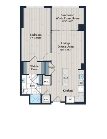 1B-5cm Floor Plan | Meridian 2250 at Eisenhower Station | Luxury Alexandria VA Apartments
