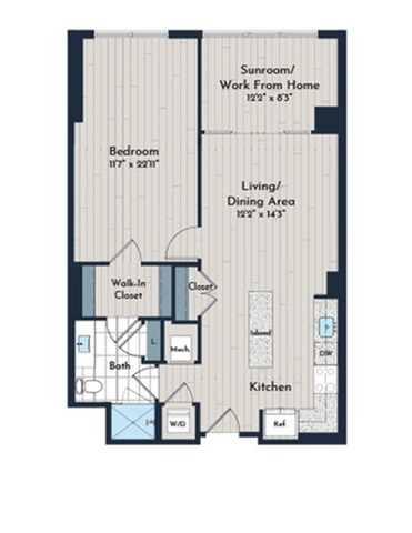 1BS-5dm Floor Plan | Meridian 2250 at Eisenhower Station | Luxury Alexandria VA Apartments