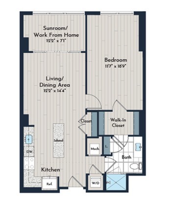 1BS-5e Floor Plan | Meridian 2250 at Eisenhower Station | Luxury Alexandria VA Apartments