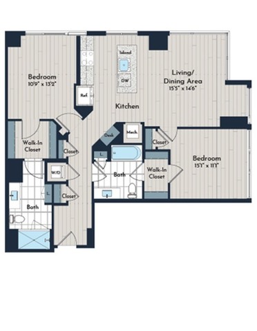 2B-4bm Floor Plan | Meridian 2250 at Eisenhower Station | Luxury Alexandria VA Apartments