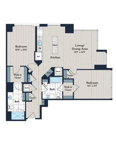 2B-4m Floor Plan | Meridian 2250 at Eisenhower Station | Luxury Alexandria VA Apartments