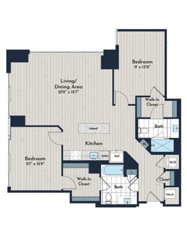 2B-5a Floor Plan | Meridian 2250 at Eisenhower Station | Luxury Alexandria VA Apartments