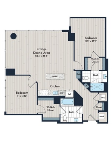 2B-5d Floor Plan | Meridian 2250 at Eisenhower Station | Luxury Alexandria VA Apartments