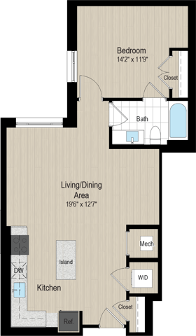 R1B-60 | 1 Bedroom, 1 Bathroom | Robinson | Fairfax, VA