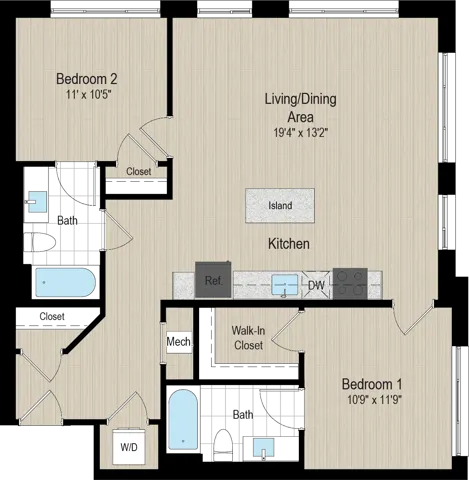 R2A-60 Floor Plan | Robinson at One University | Affordable Fairfax VA Apartments