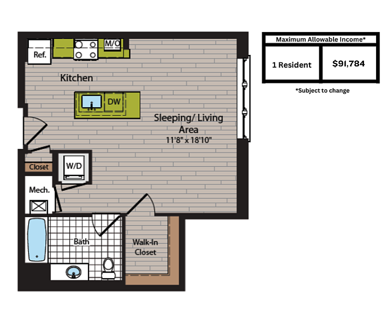 Image of Carnegie Floor Plan | 360 H Street | H Street Living | Affordable Washington DC Apartments