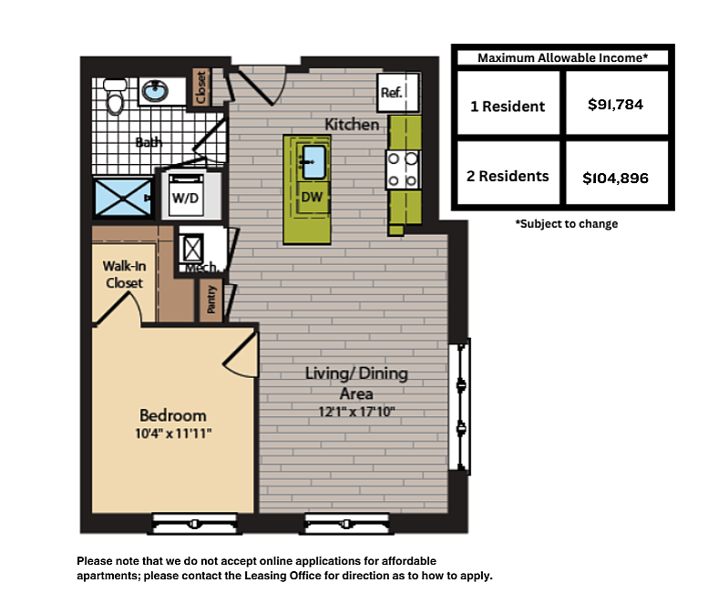 Image of the Cleveland Floor Plan | 360 H Street | Affordable Washington DC Apartments