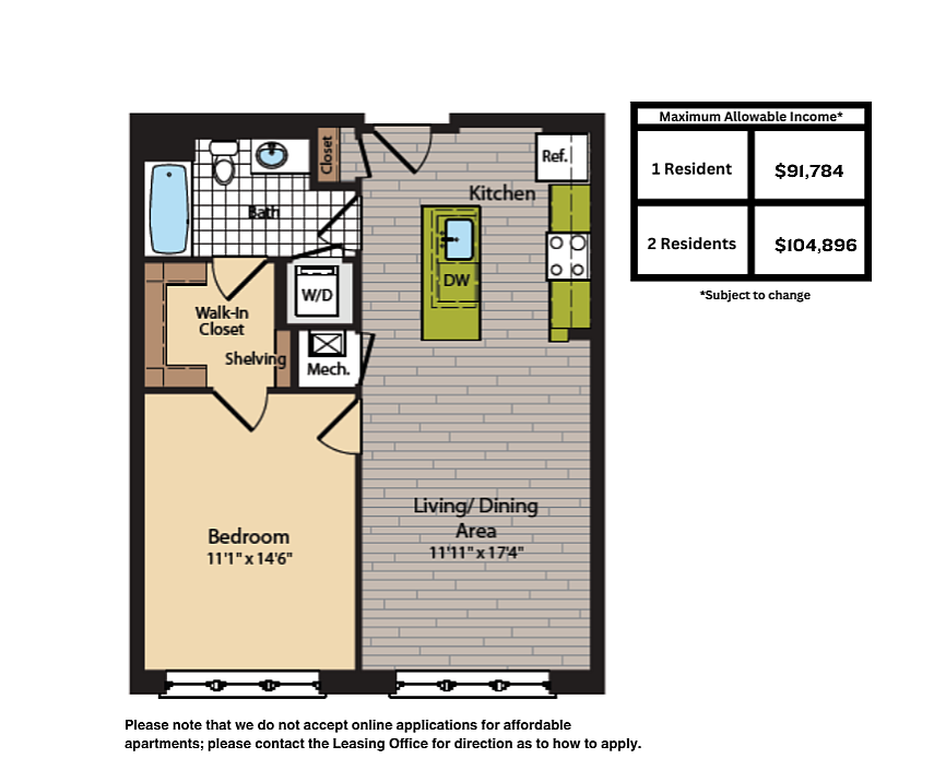 Image of FranklinAff Floor Plan | 360 H Street | Affordable Washington DC Apartments