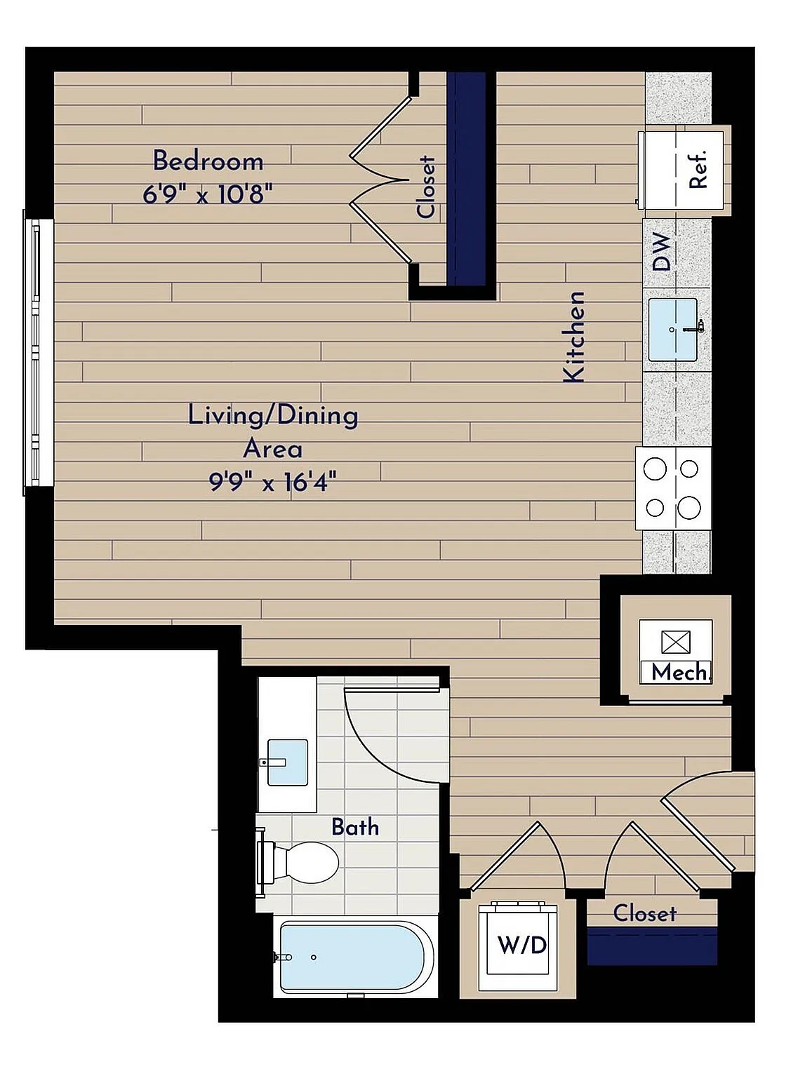 A ST-C Studio Floor Plan | Indigo at McLean Station | Affordable Tysons Corner Apartments | Affordable McLean Apartments