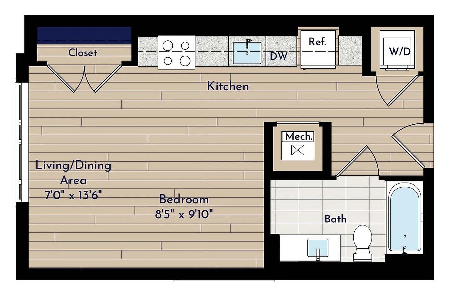 A ST-G Studio Floor Plan | Indigo at McLean Station | Affordable Tysons Corner Apartments | Affordable McLean Apartments